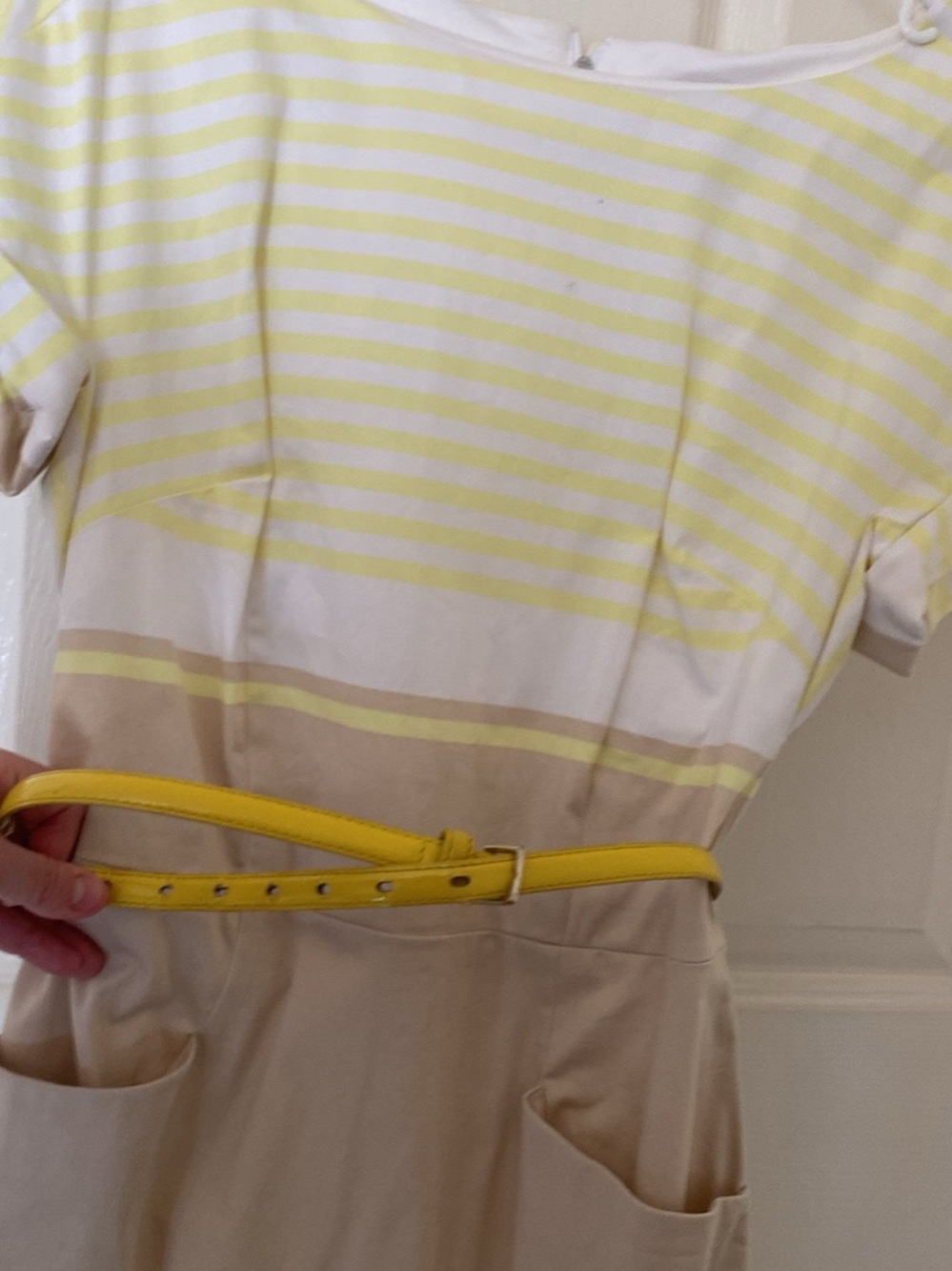 Tommy Hilfiger Yellow and White Striped Dress